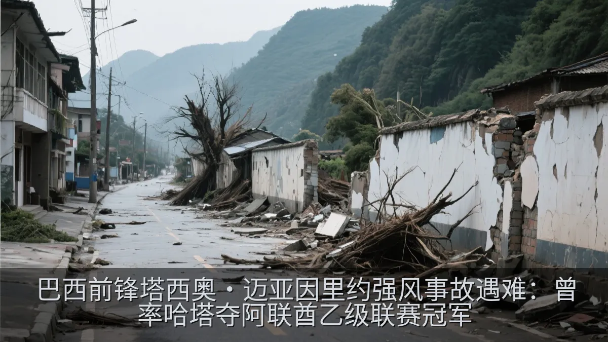 强风过后的城市街道与围墙示意图